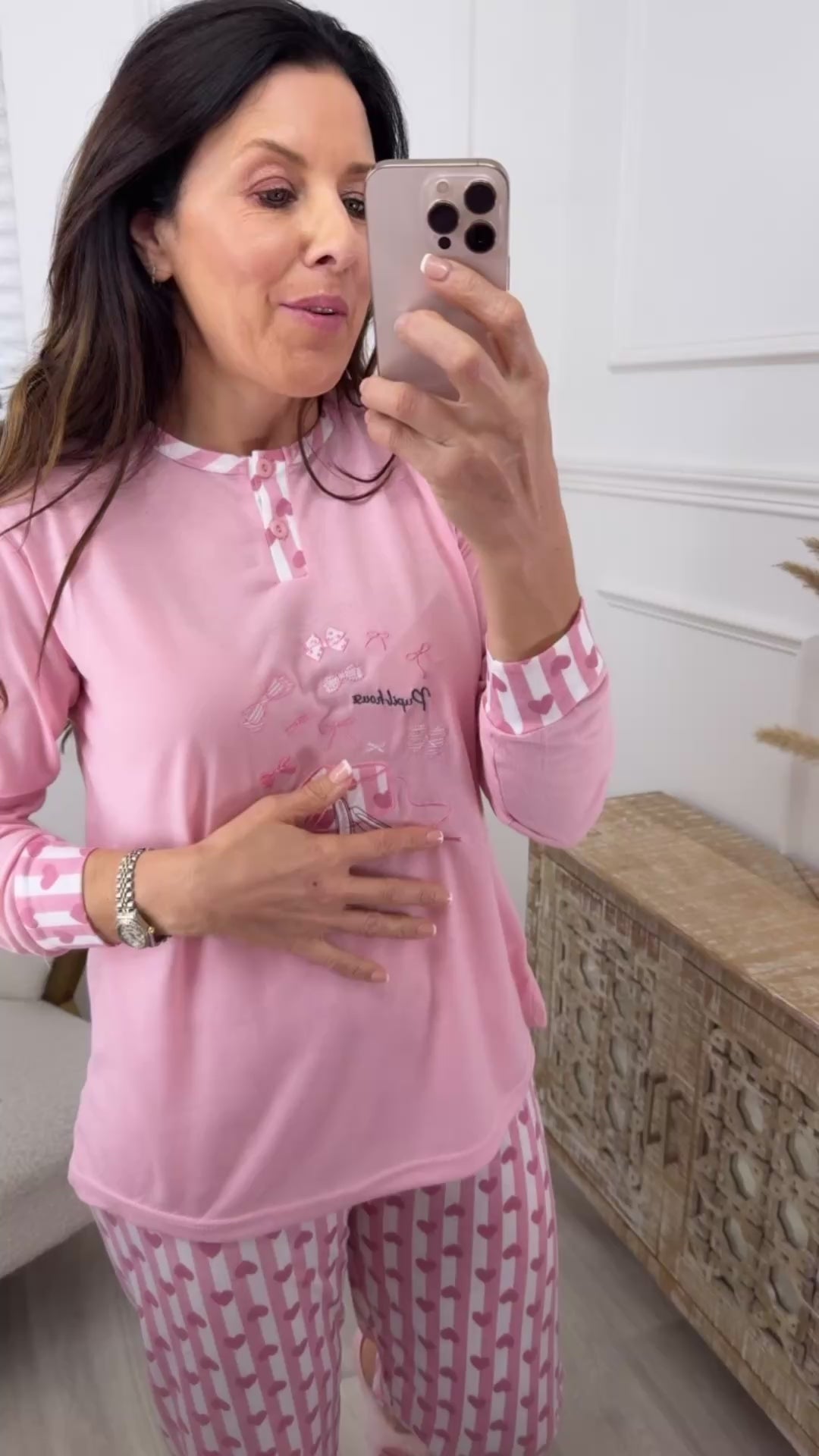 Donella Pink Embroidered Pajama