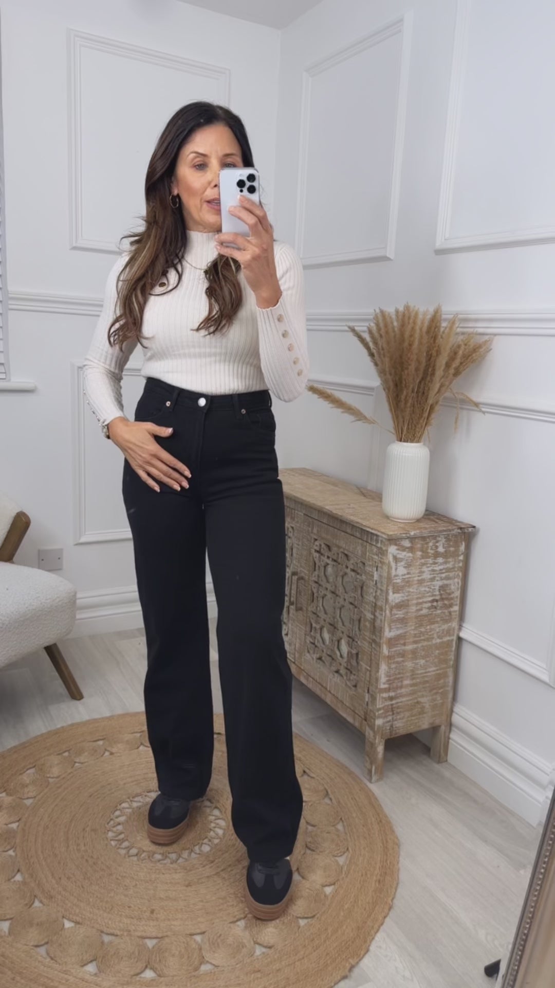 Tessa Black High Rise Wide Leg Jeans