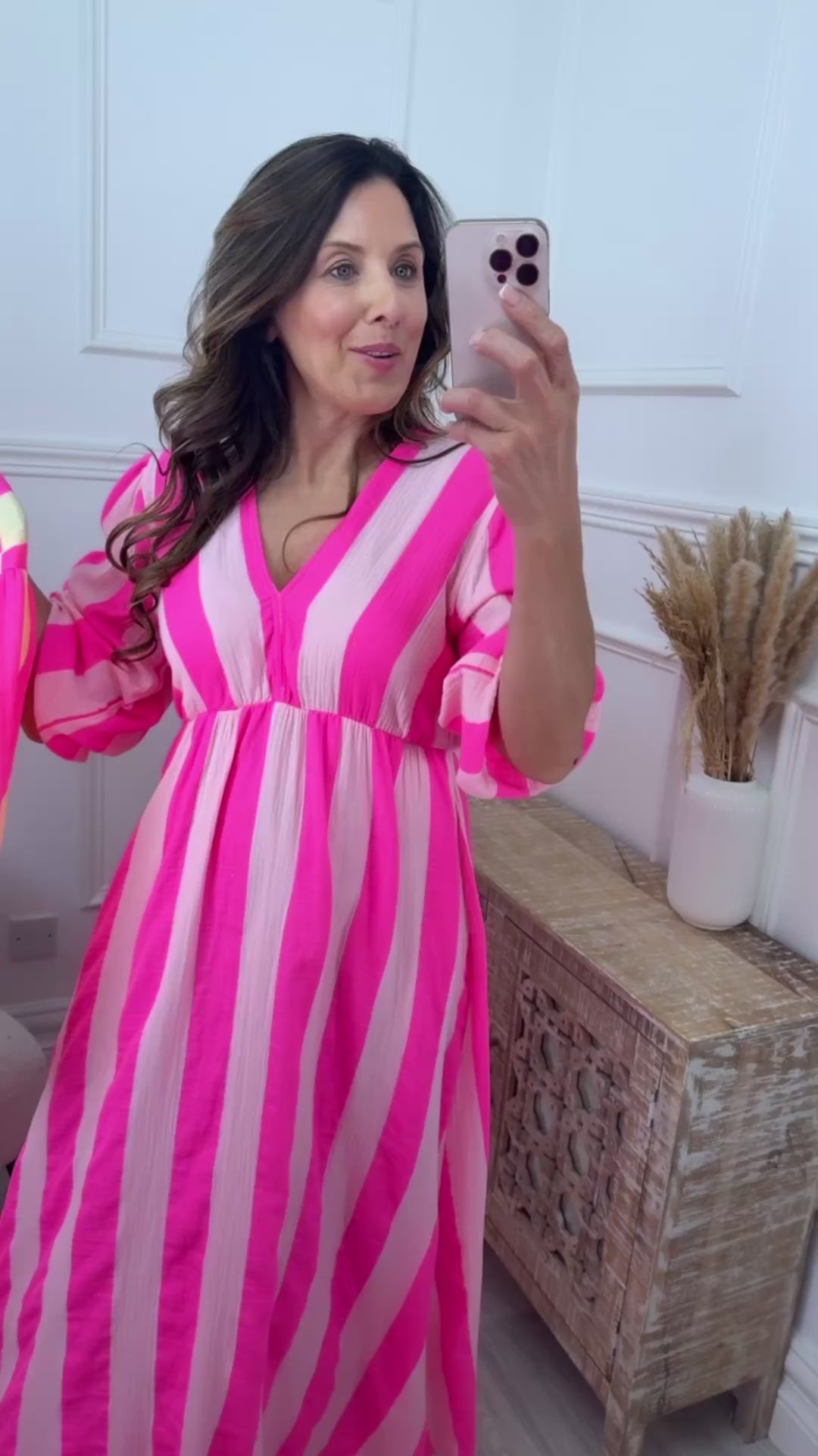 Jenny Pink Striped Cheesecloth Dress