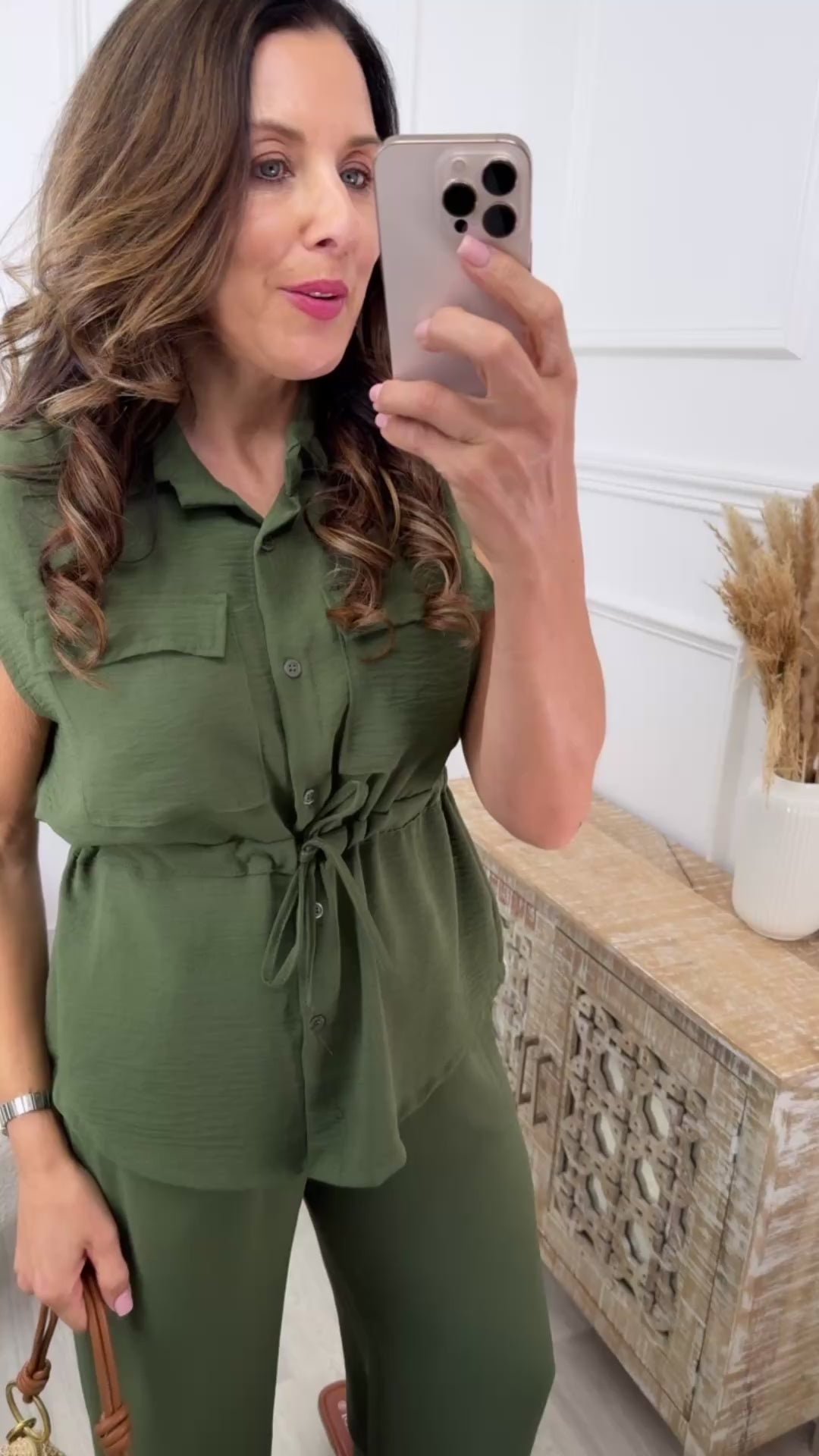 Loyola Khaki Drawstring Top Set