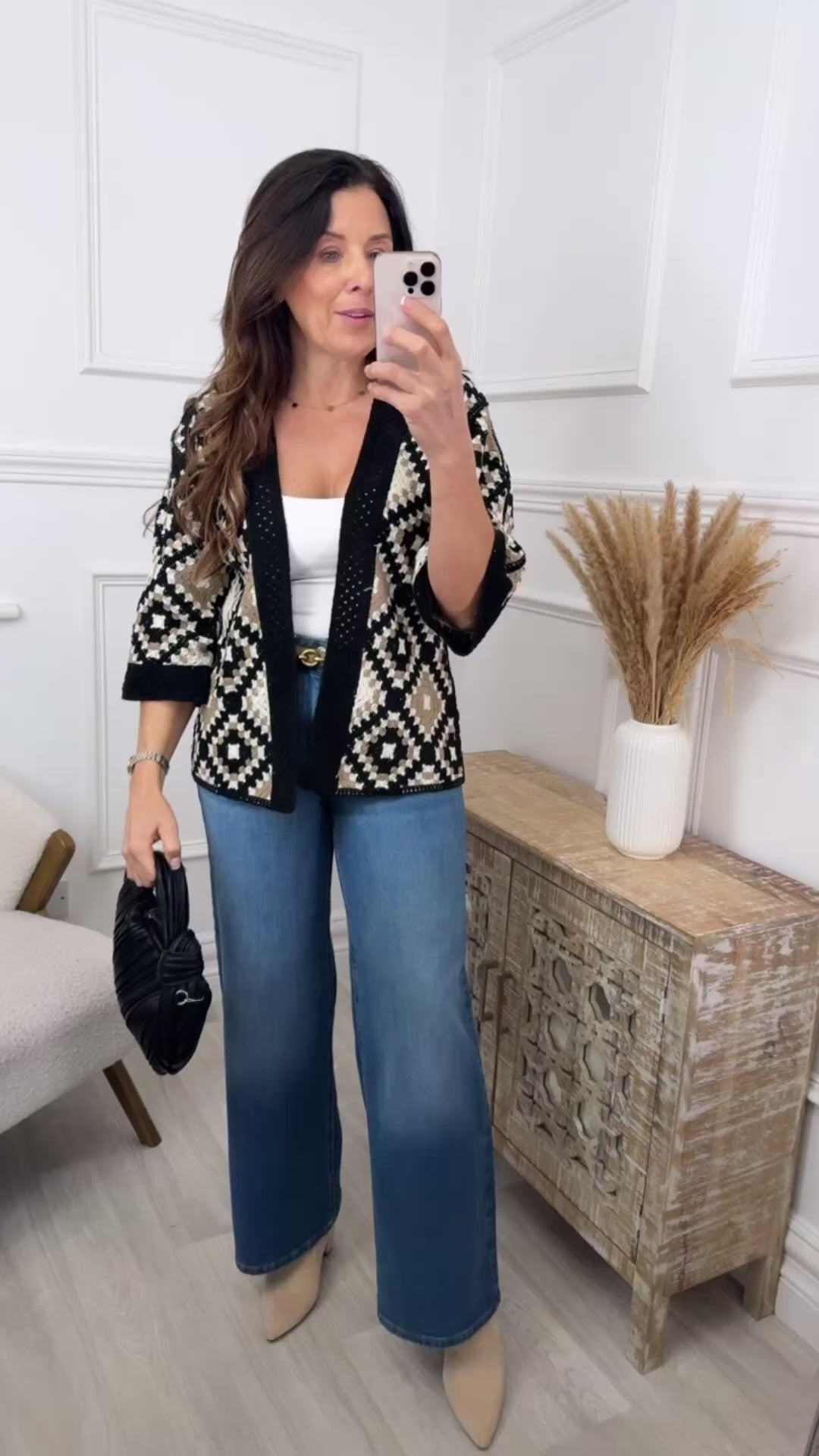 Kym Black Crochet Knit Cardigan