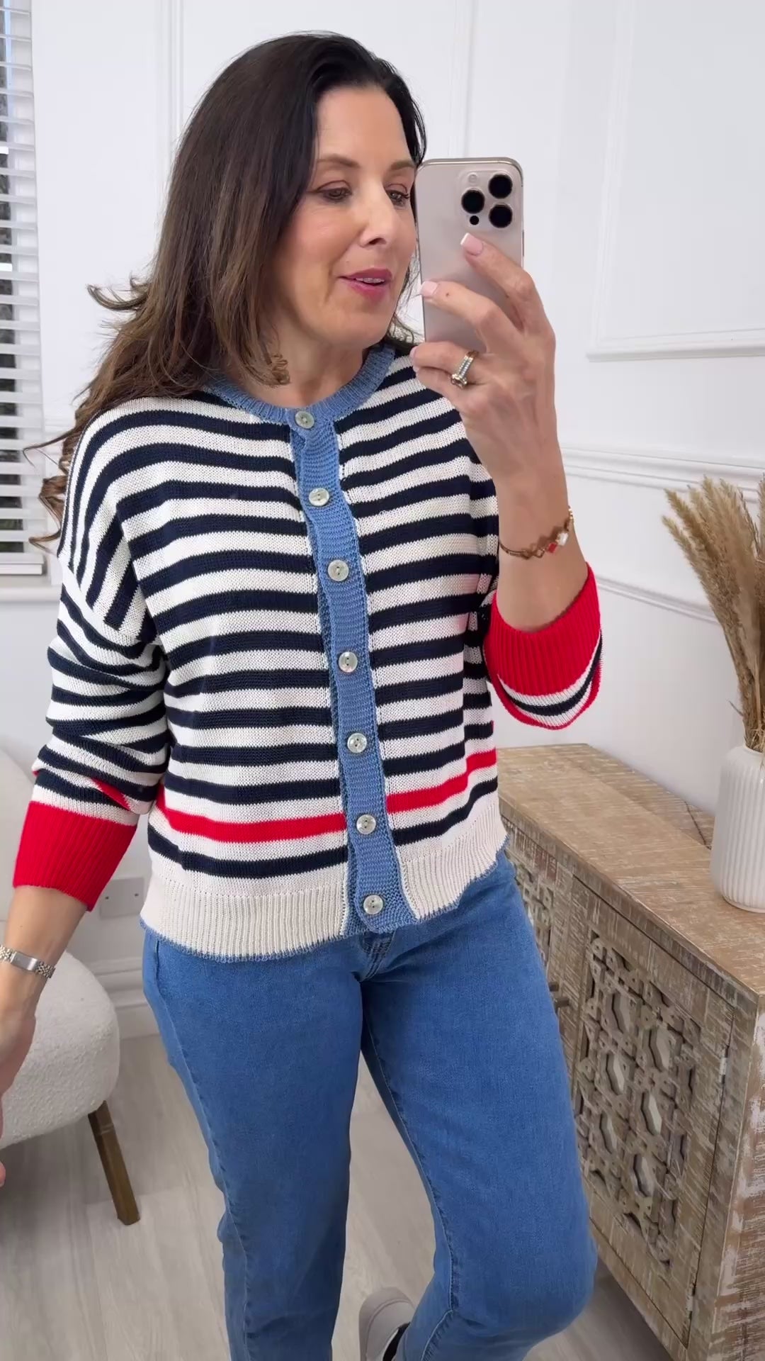 Aurelia Navy Striped Cardigan
