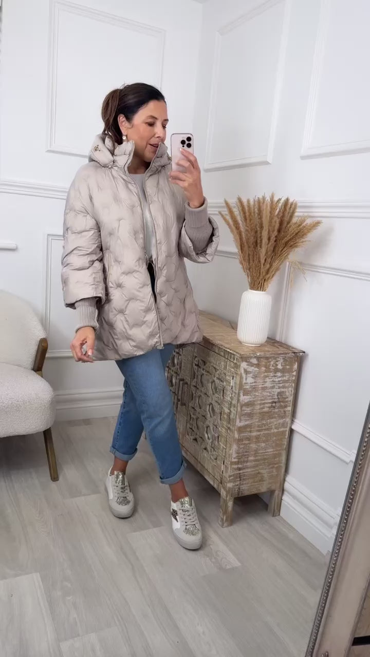 Hallie Beige Tube Cuff Jacket