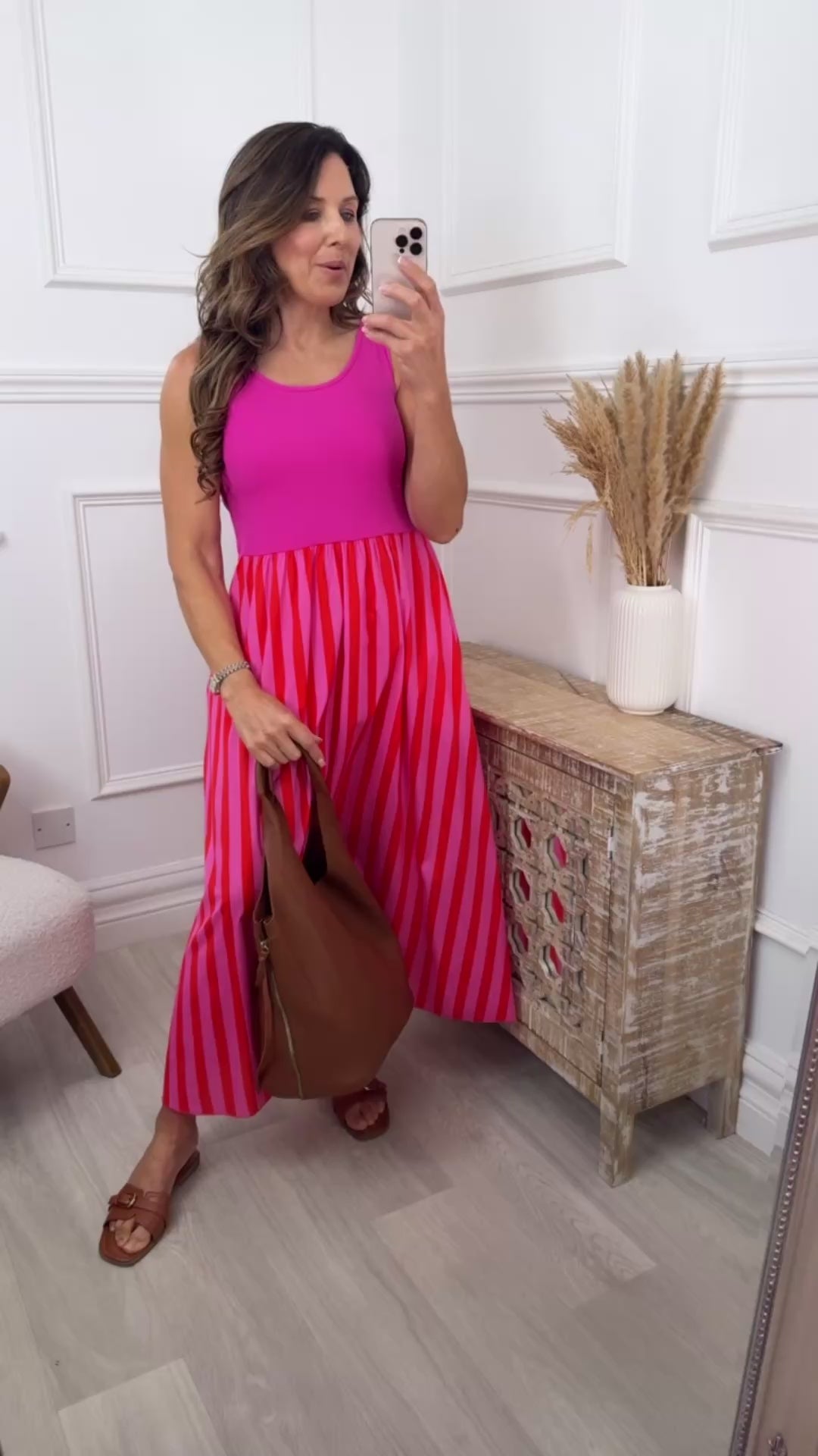 Carolina Pink Striped Maxi Dress🖤 Pre Order 🖤