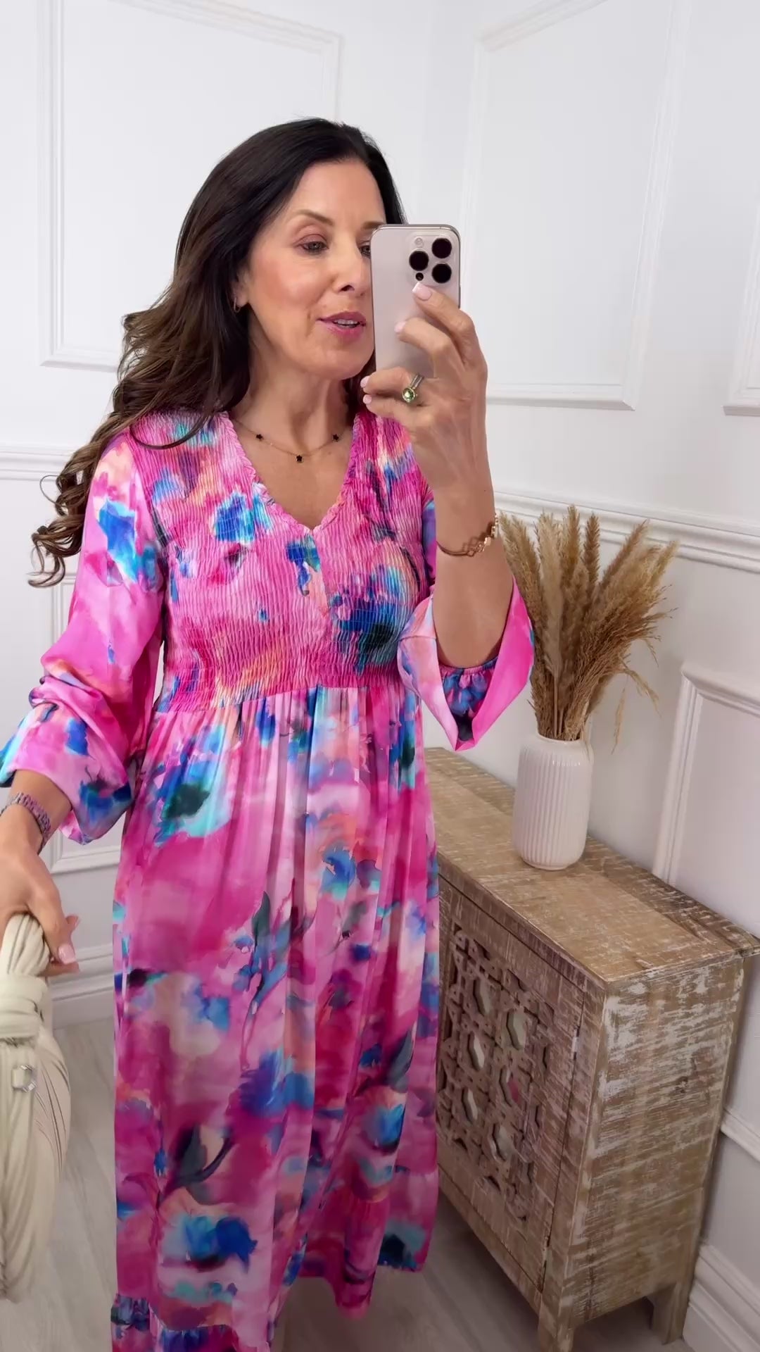 Claudine Pink Floral Midi Dress