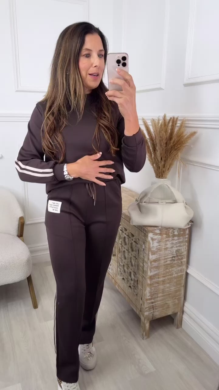 Joanie Brown Stripe Sleeve Tracksuit