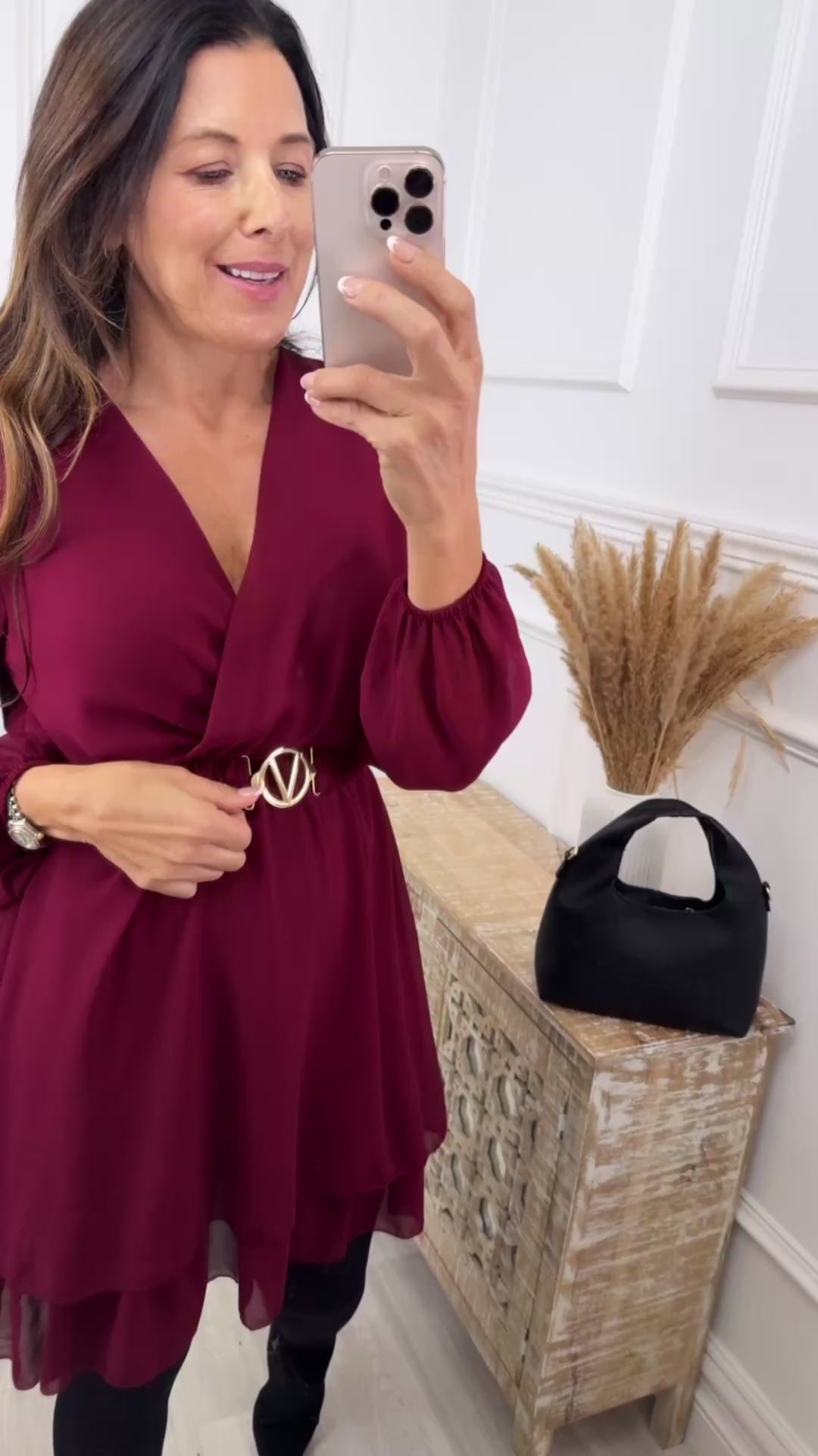 Marlowe Wine Wrap Mini Dress