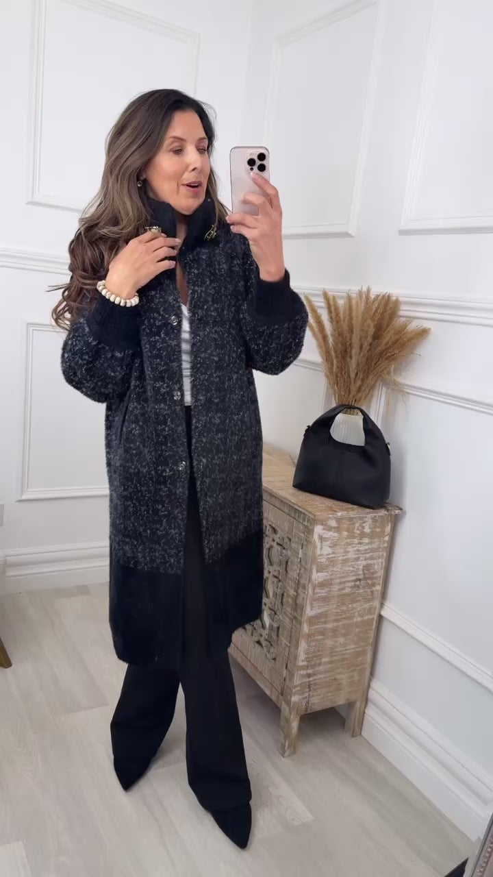 Bronwyn Black Mid Length Coatigan