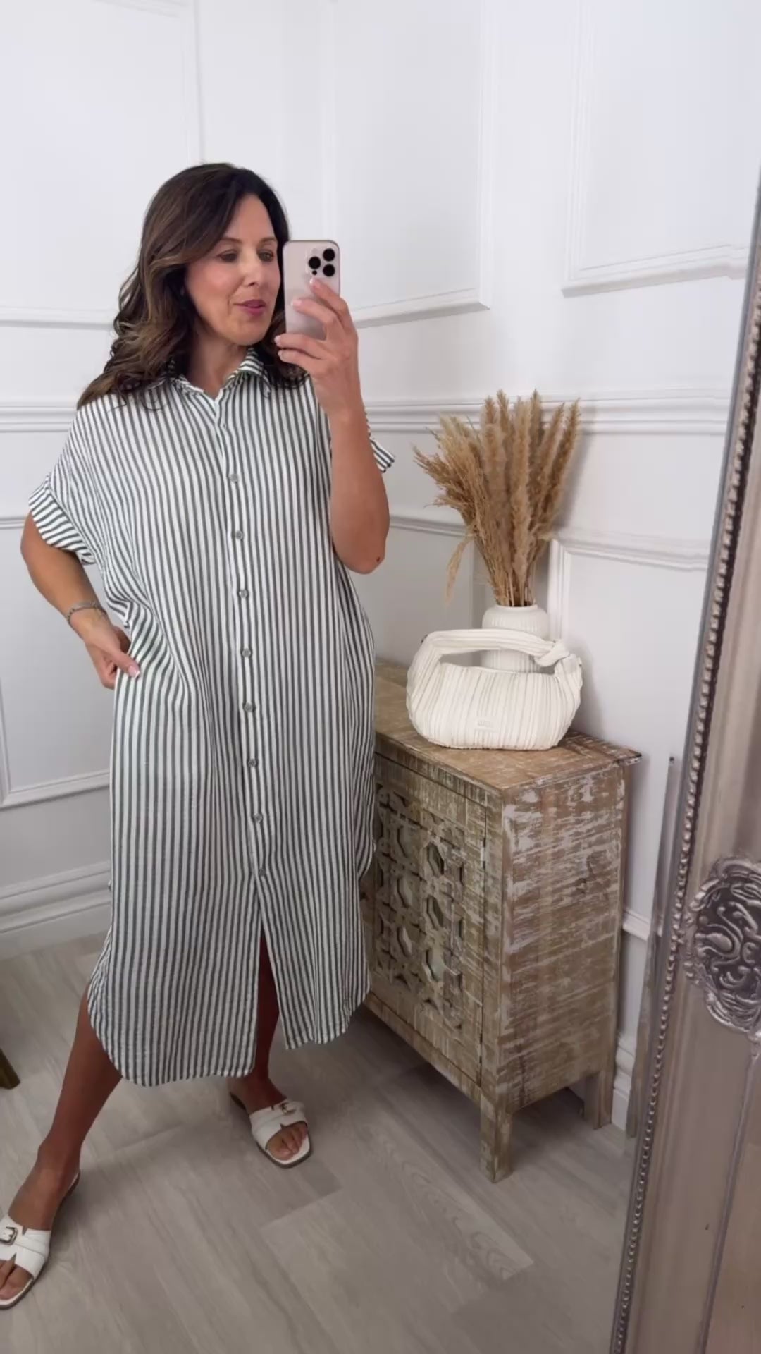 Celia Khaki Kaftan Shirt Dress