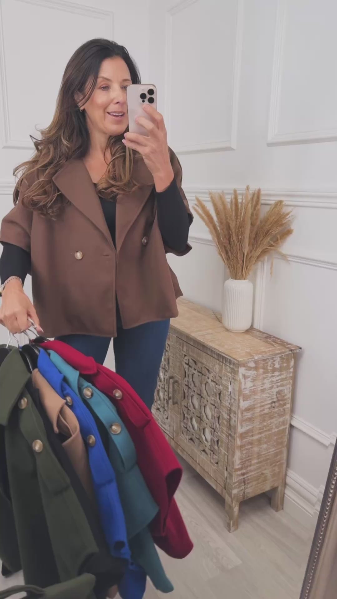 Suzette Brown Notch Lapel Cape