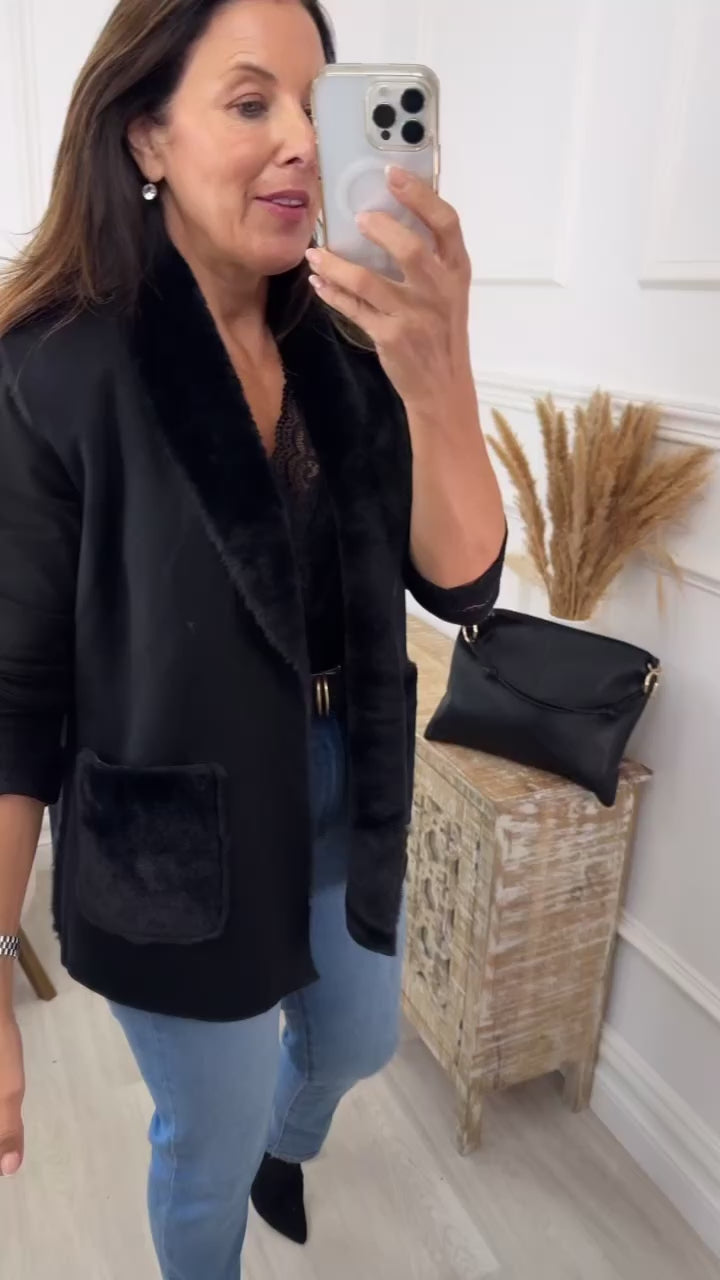 Loretta Black Suede Feel Waistcoat