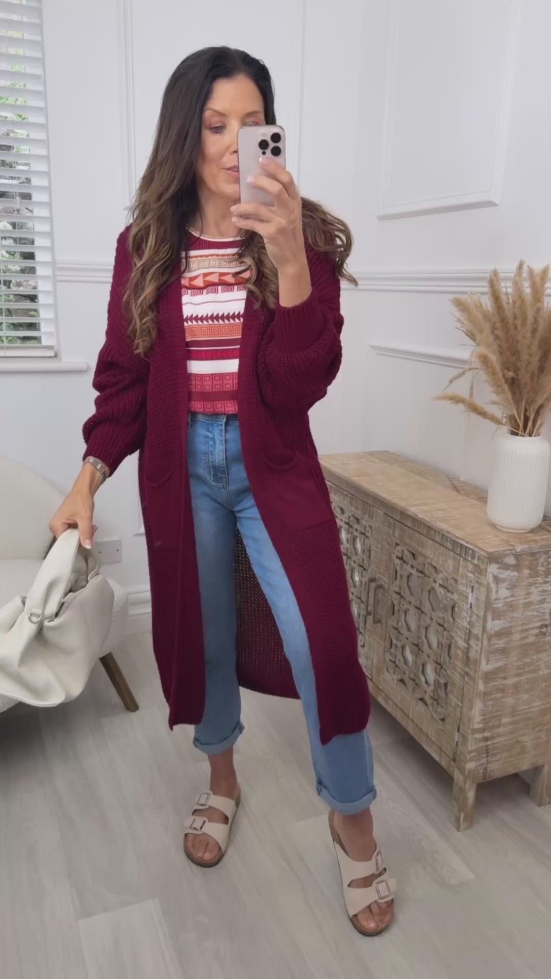Margaret Wine Longline Cardigan