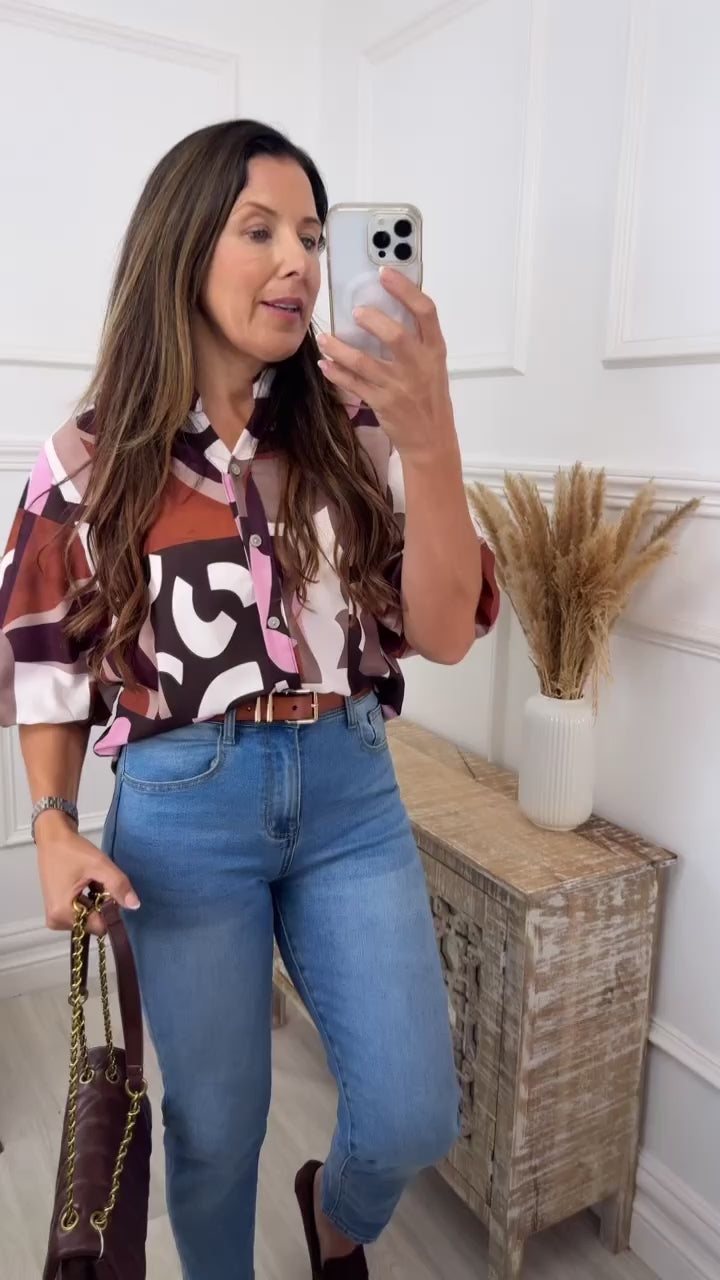Adalyn Multicolour Button Balloon Shirt
