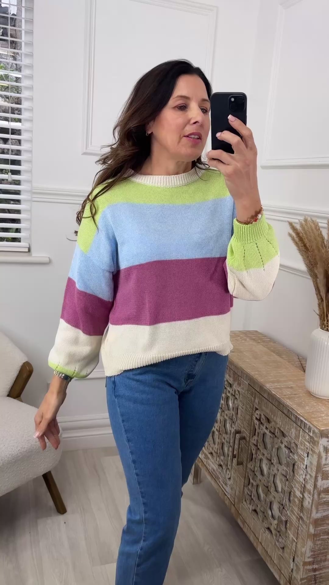 Layla Lime Wide Stripe Jumper