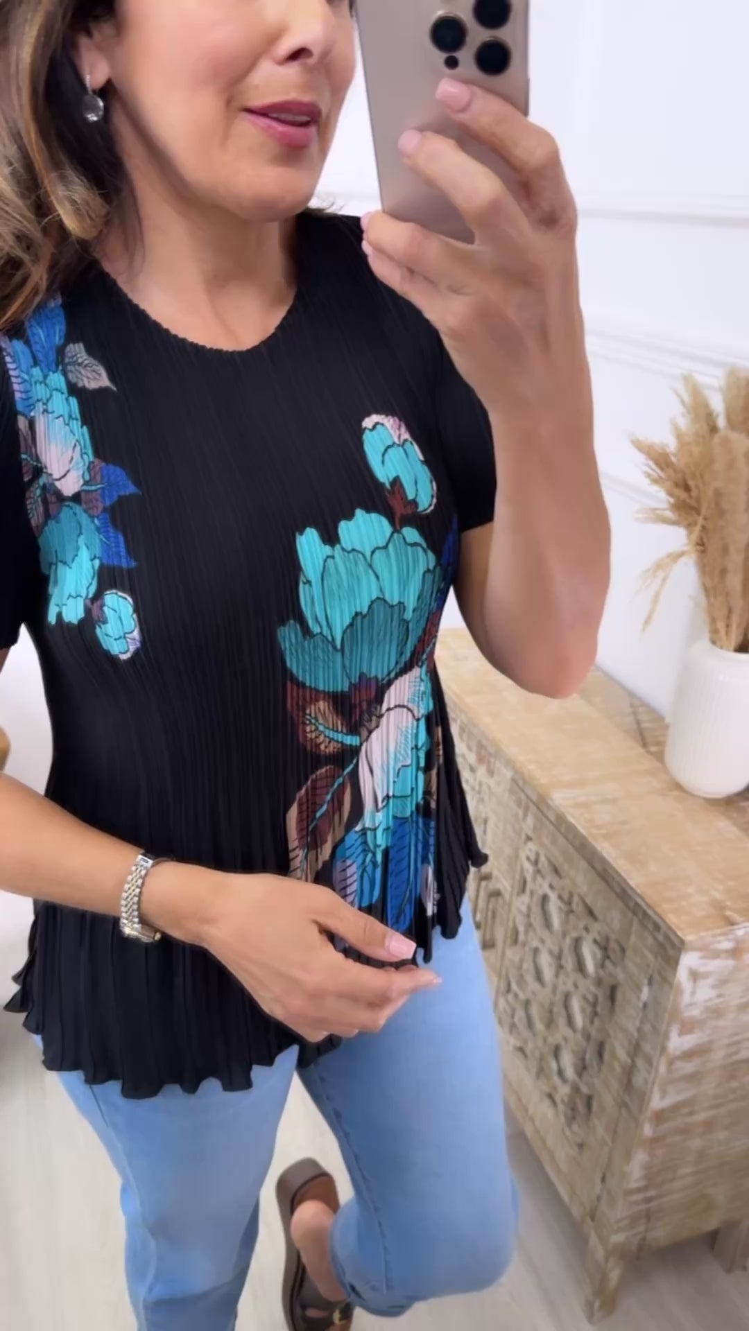 Edie Black Floral Top