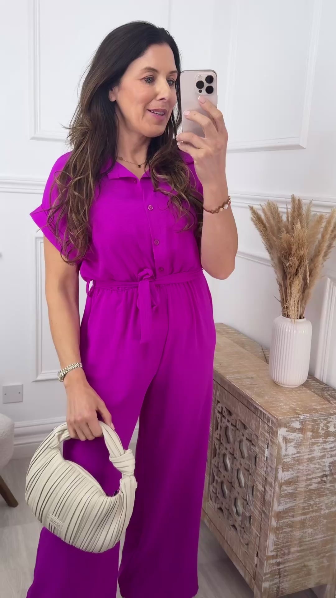 Gwenda Magenta Straight Leg Jumpsuit
