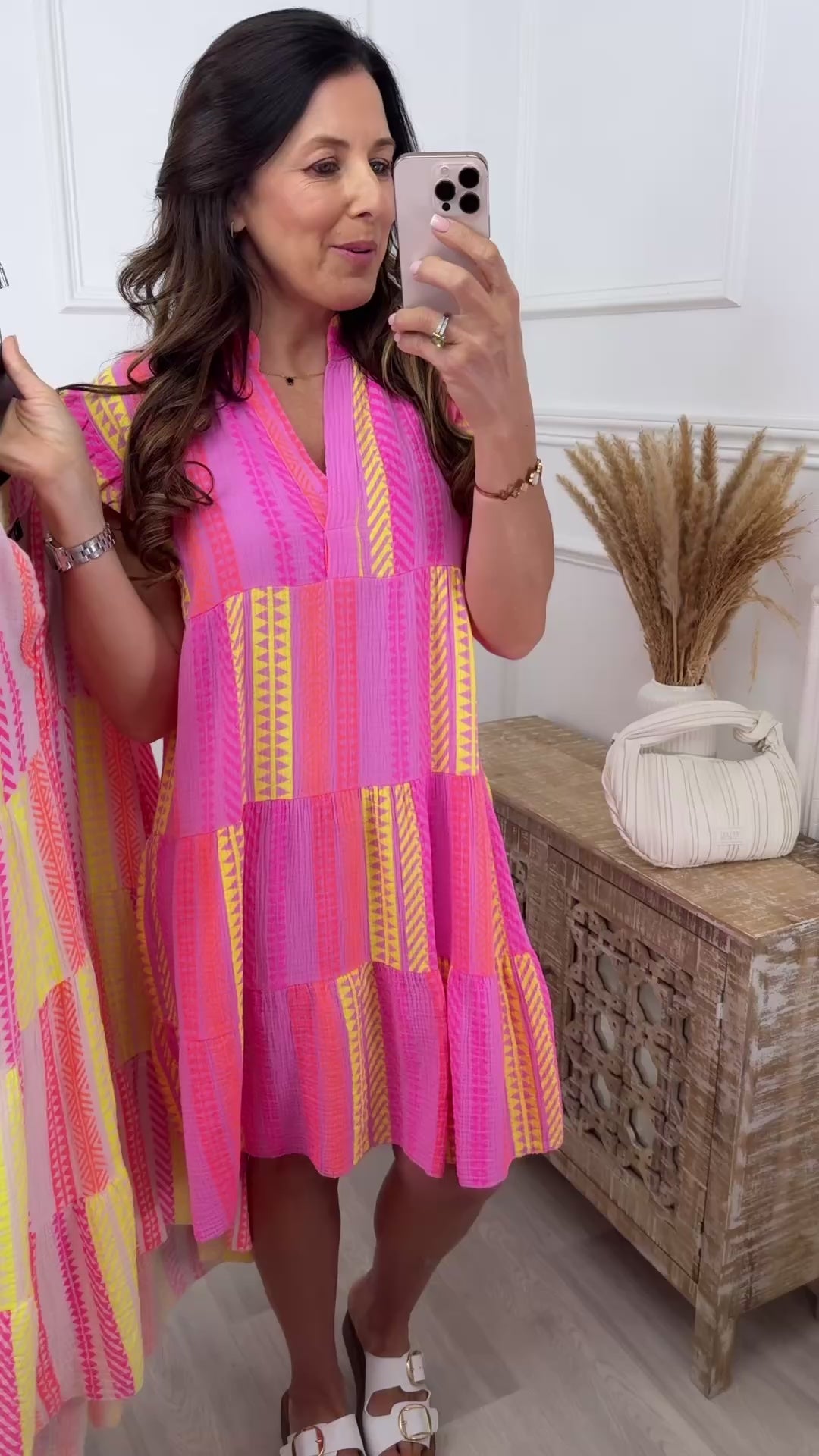 Maud Fuchsia Smock Midi Dress