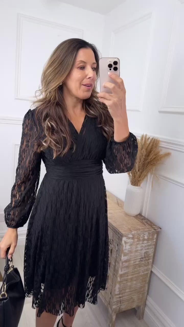 Andie Black Lace V Neck Dress