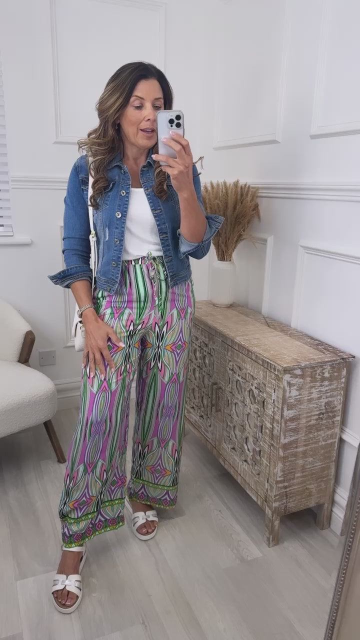 Dakota Green Funky Print Trousers