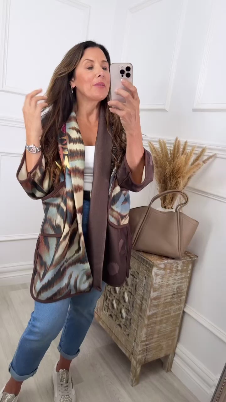 Trista Beige Animal Print Jacket