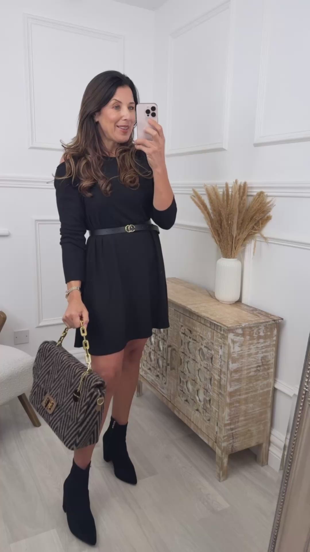 Mandy Black Cold Shoulder Knit Dress