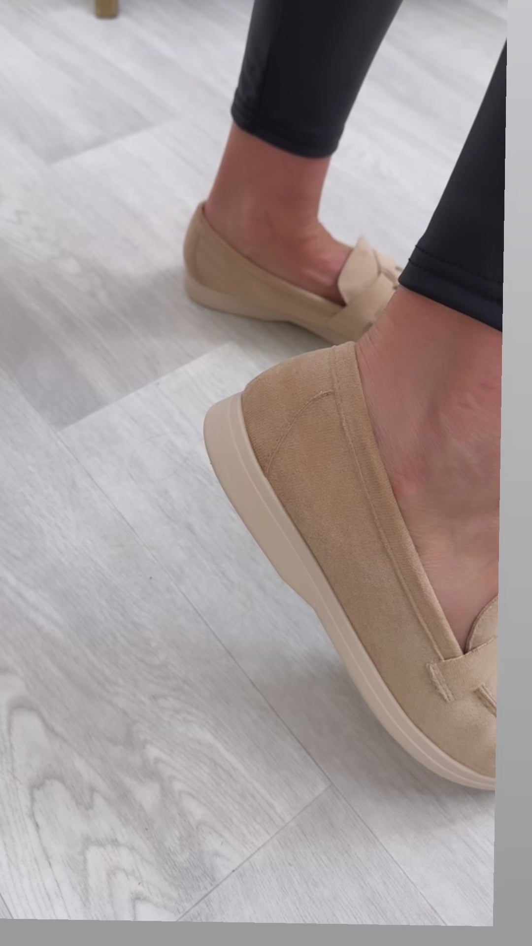 Leticia Beige Suede Loafers