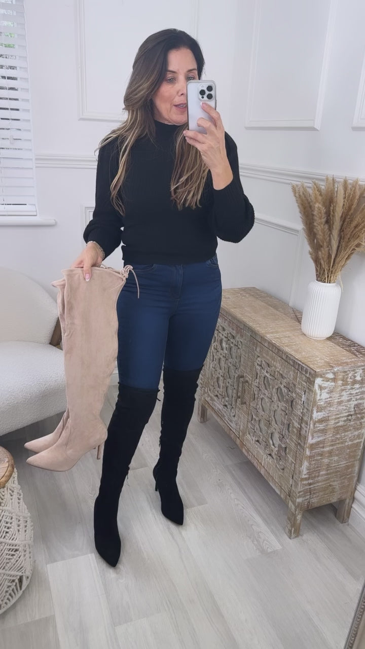 Margaret Black Over The Knee Boots