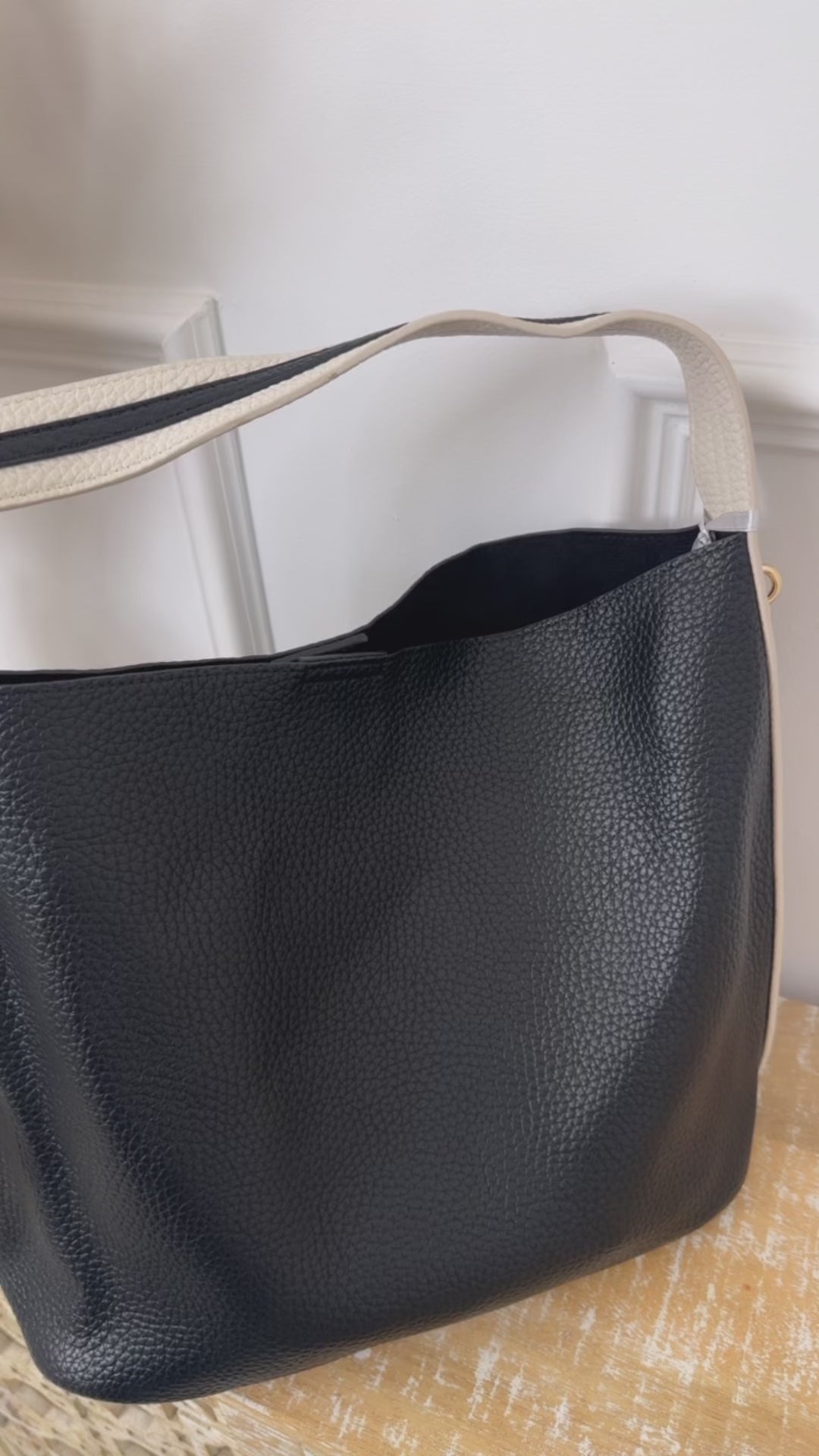 Lindsay Black Grained Tote Bag