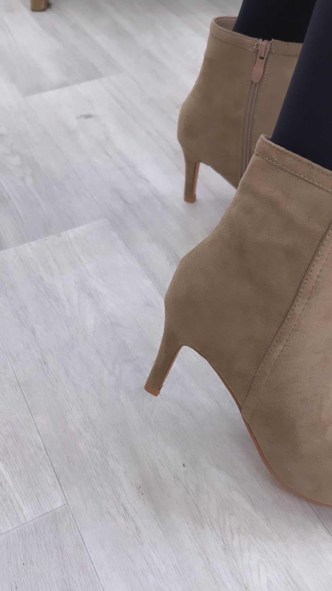 Liv Beige Kitten Heel Ankle Boots