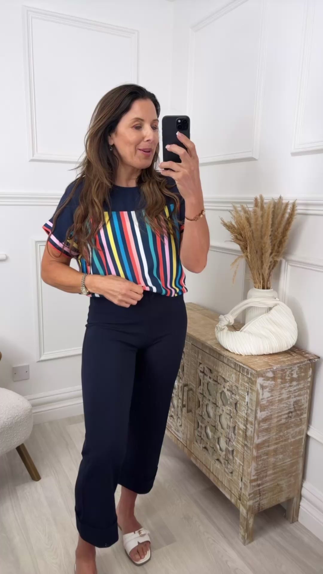 Caoimhe Navy Striped T-Shirt