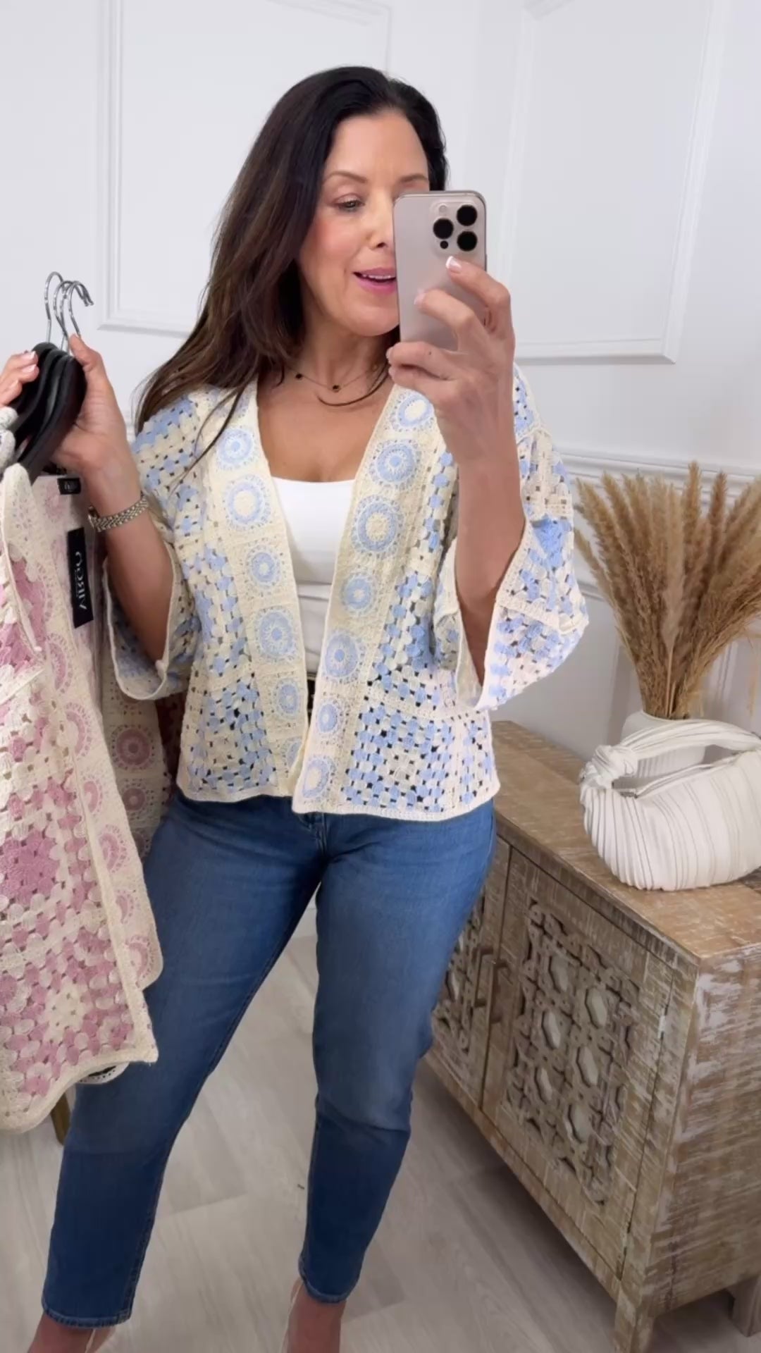 Avril Blue Crochet Knit Cardigan