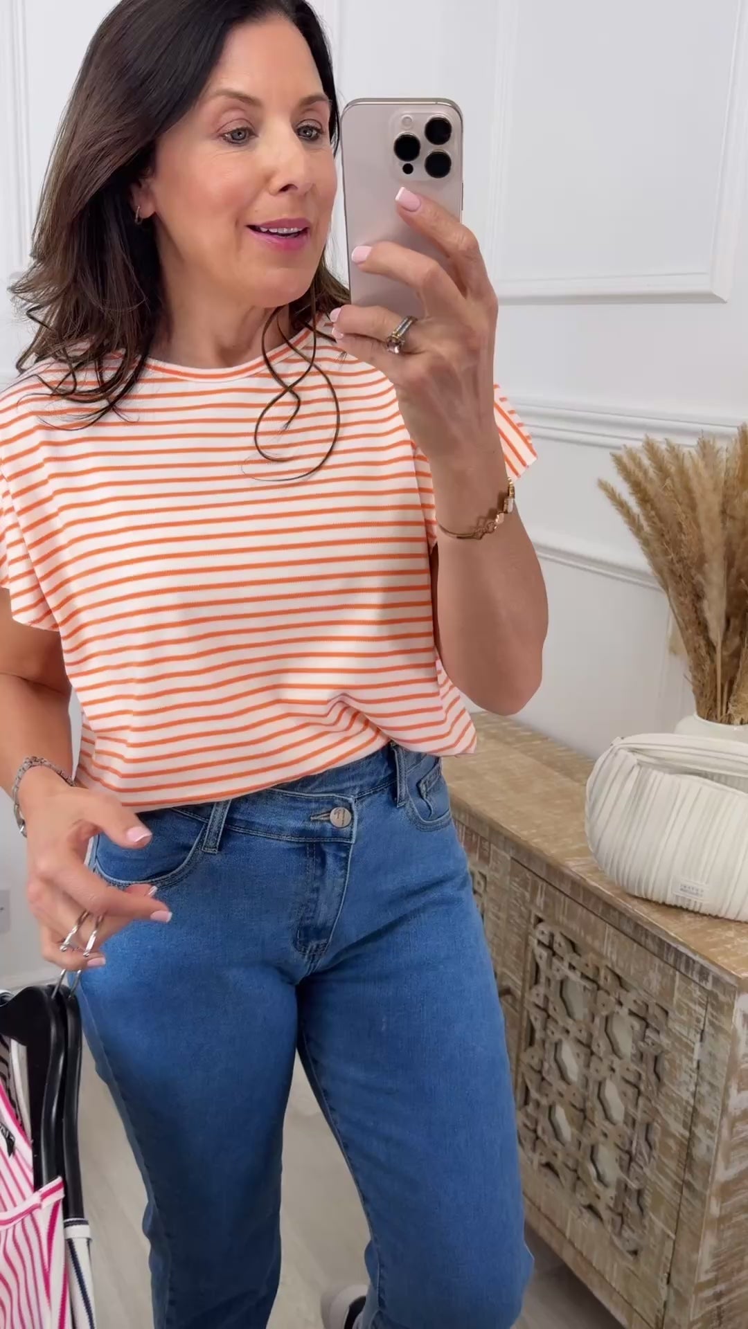 Shandel Orange Stripe Top