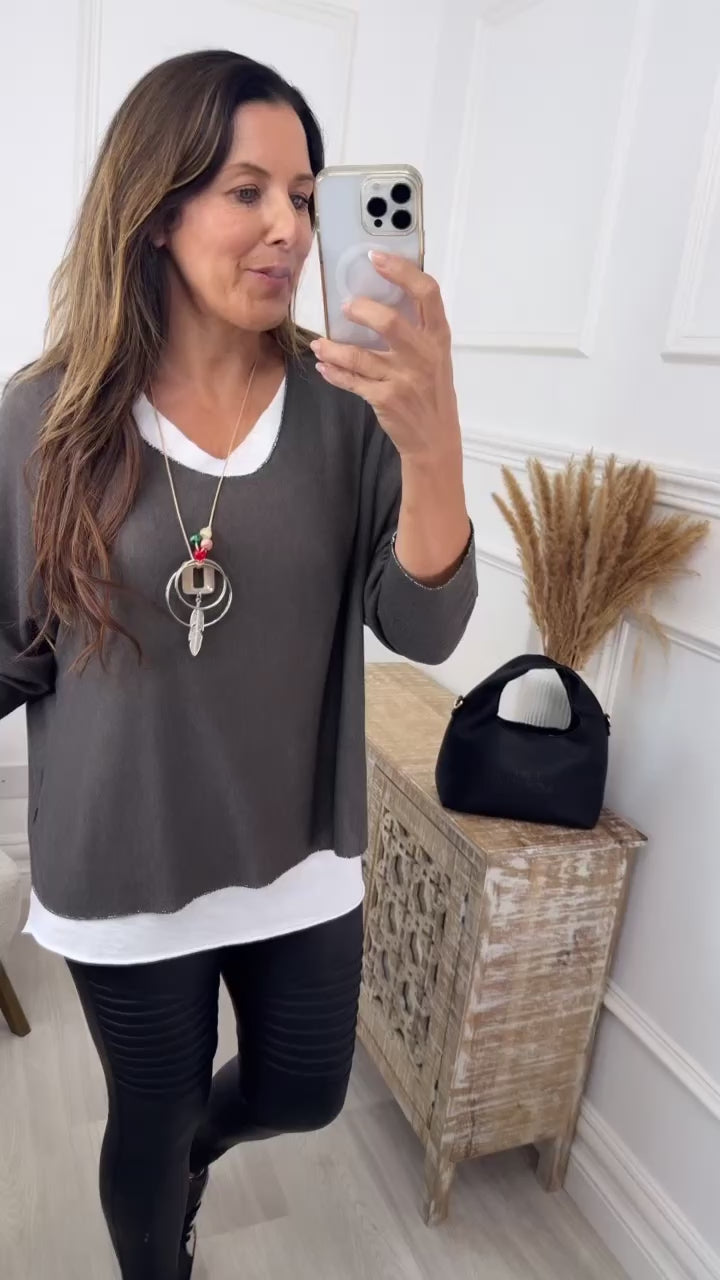 Vada Brown Layered Top