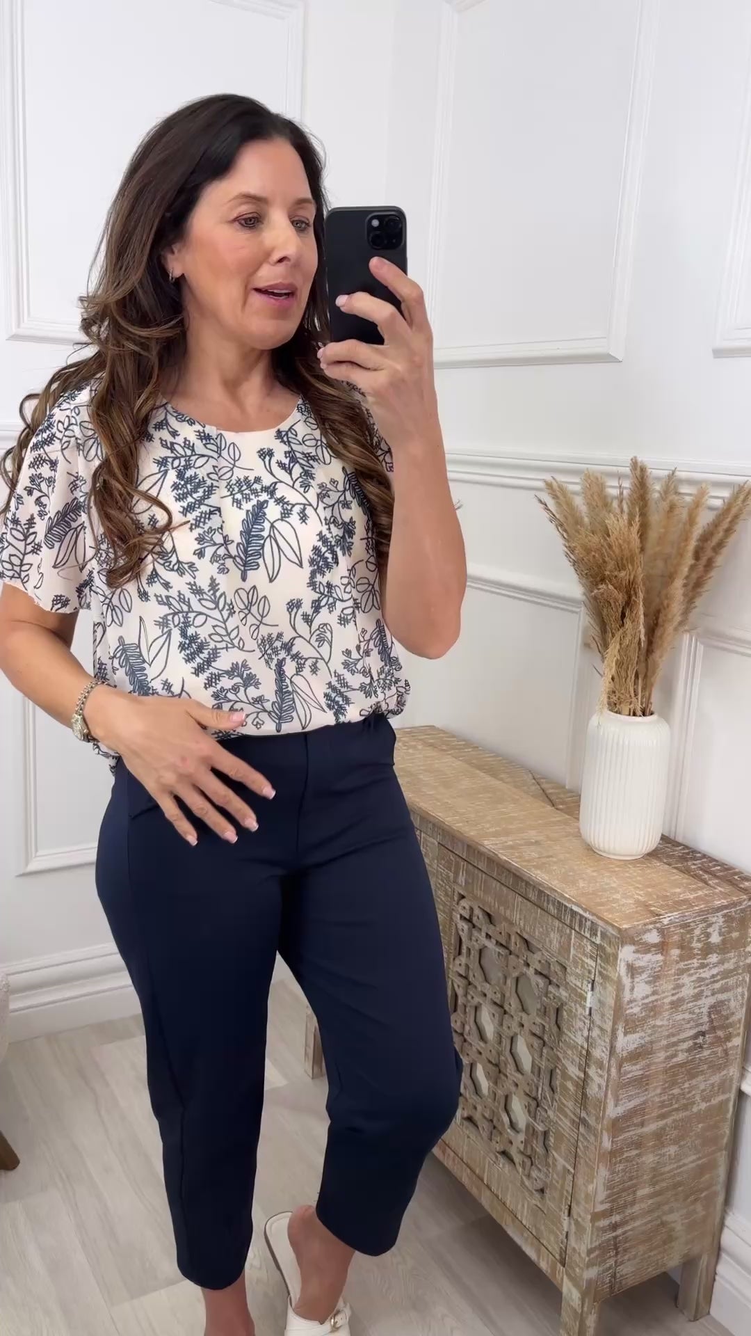Dixie Navy Floral Print Blouse