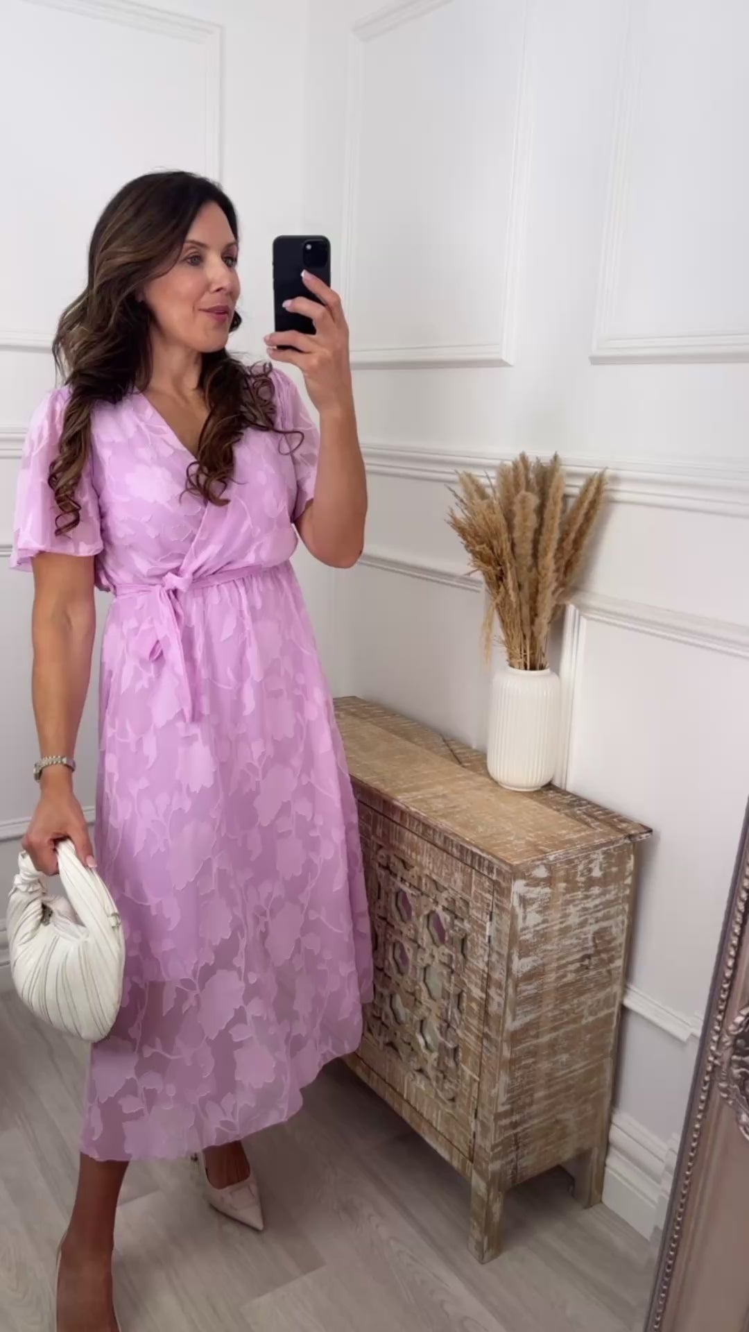 Orlaith Pink Wrap Midi Dress