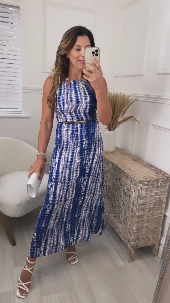Etain Blue Tie Dye Maxi Dress