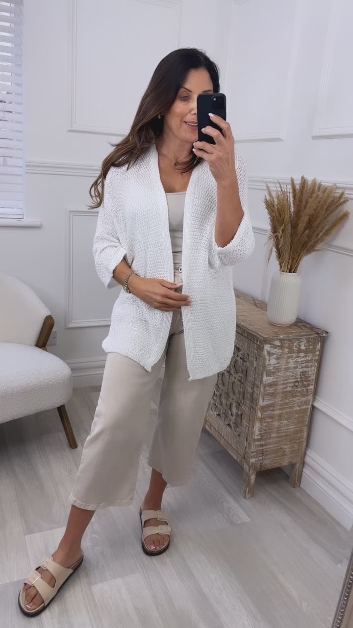 Clara White Knit Cardigan