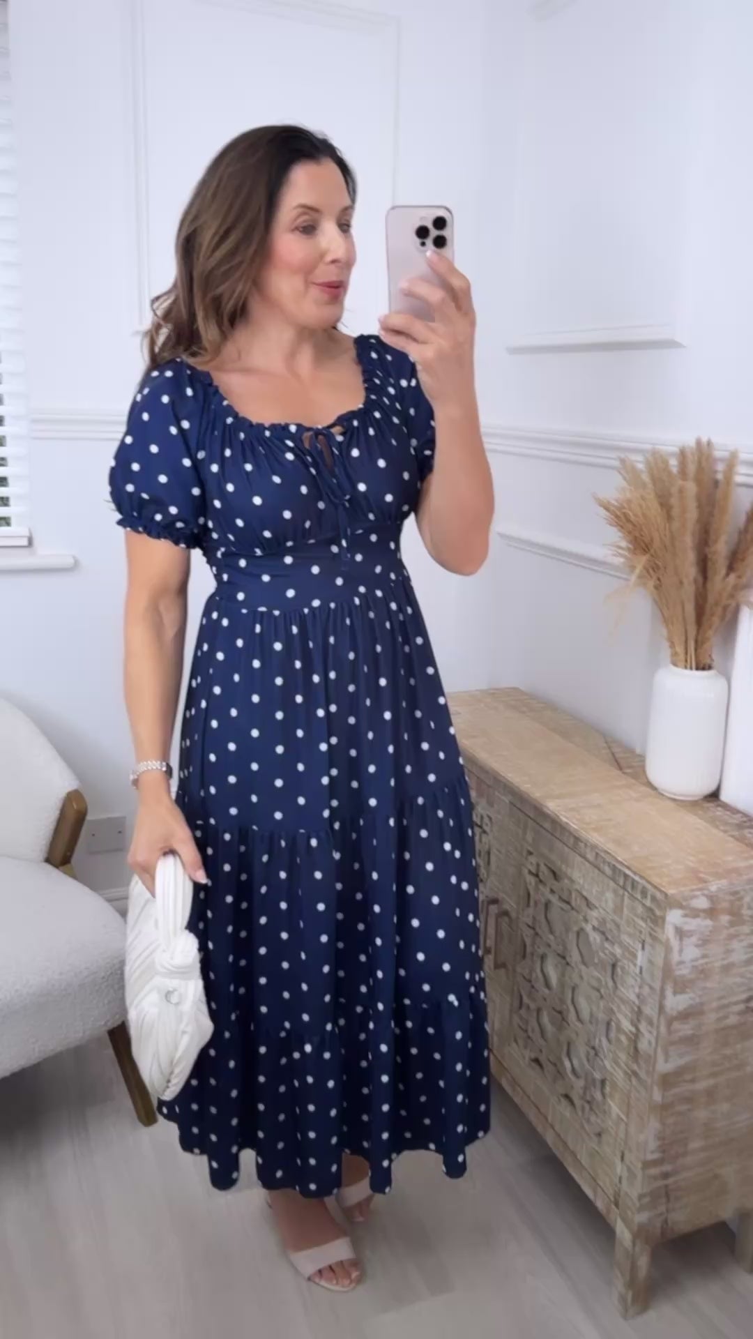 Ciaramai Navy Polka Dot Dress