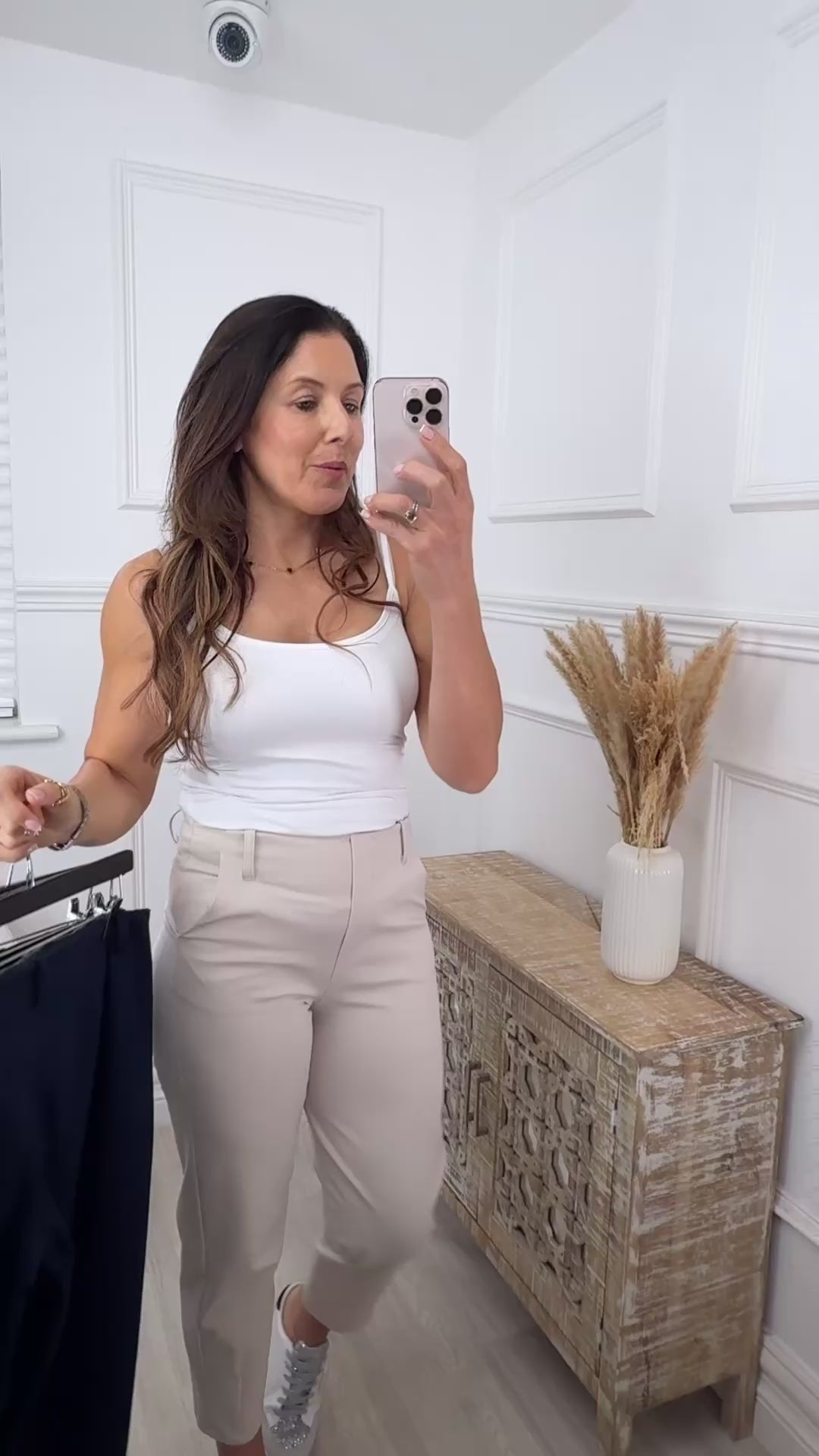 Bridie Beige Tapered Leg Trousers