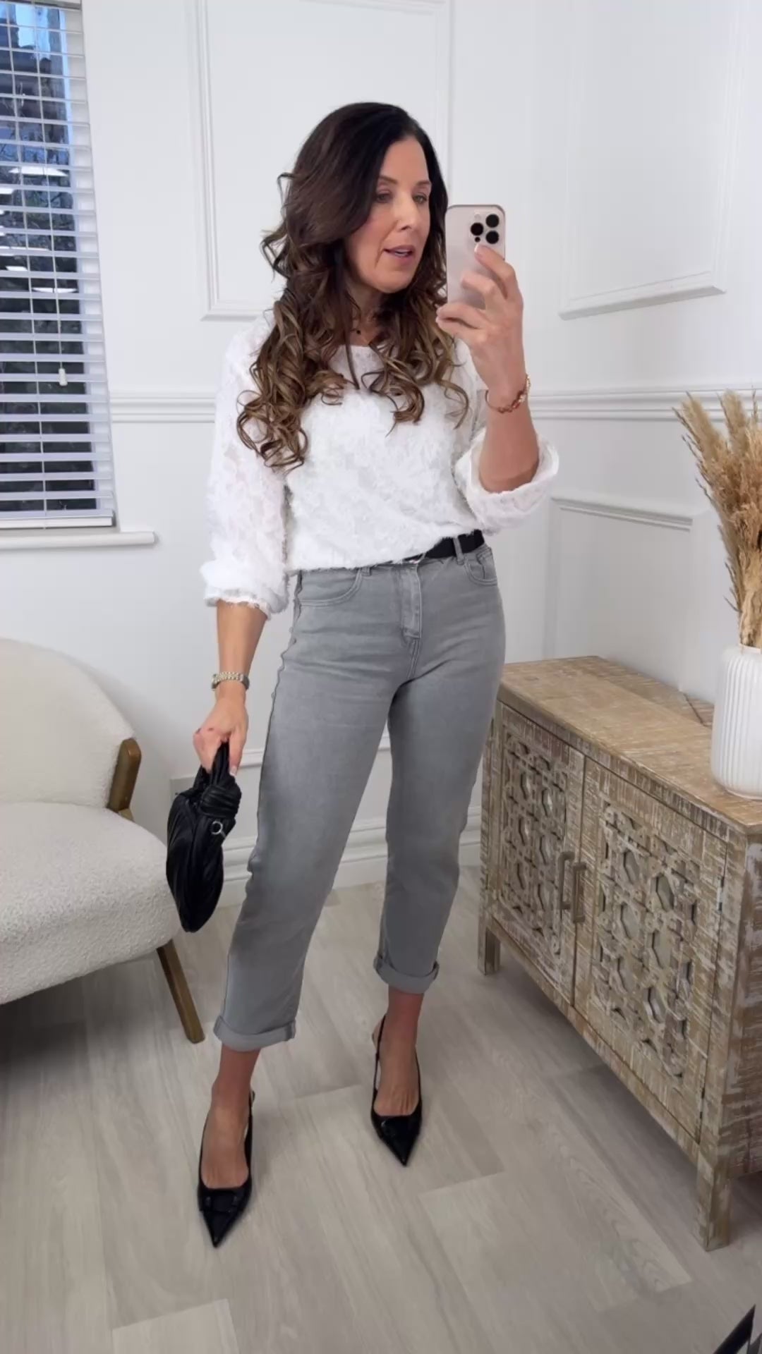 Stef White Floral Eyelash Texture Top