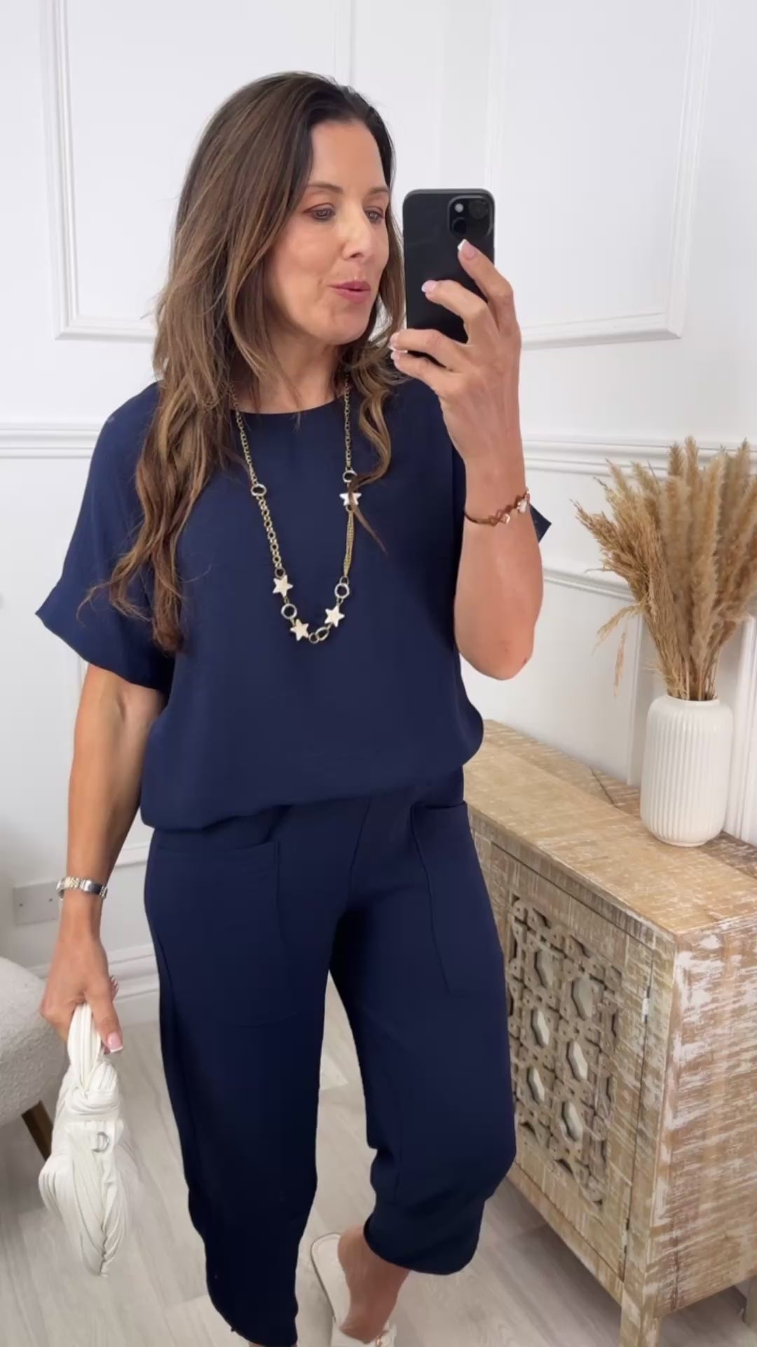 Portia Navy Short Sleeve Set 🖤Pre Order 🖤