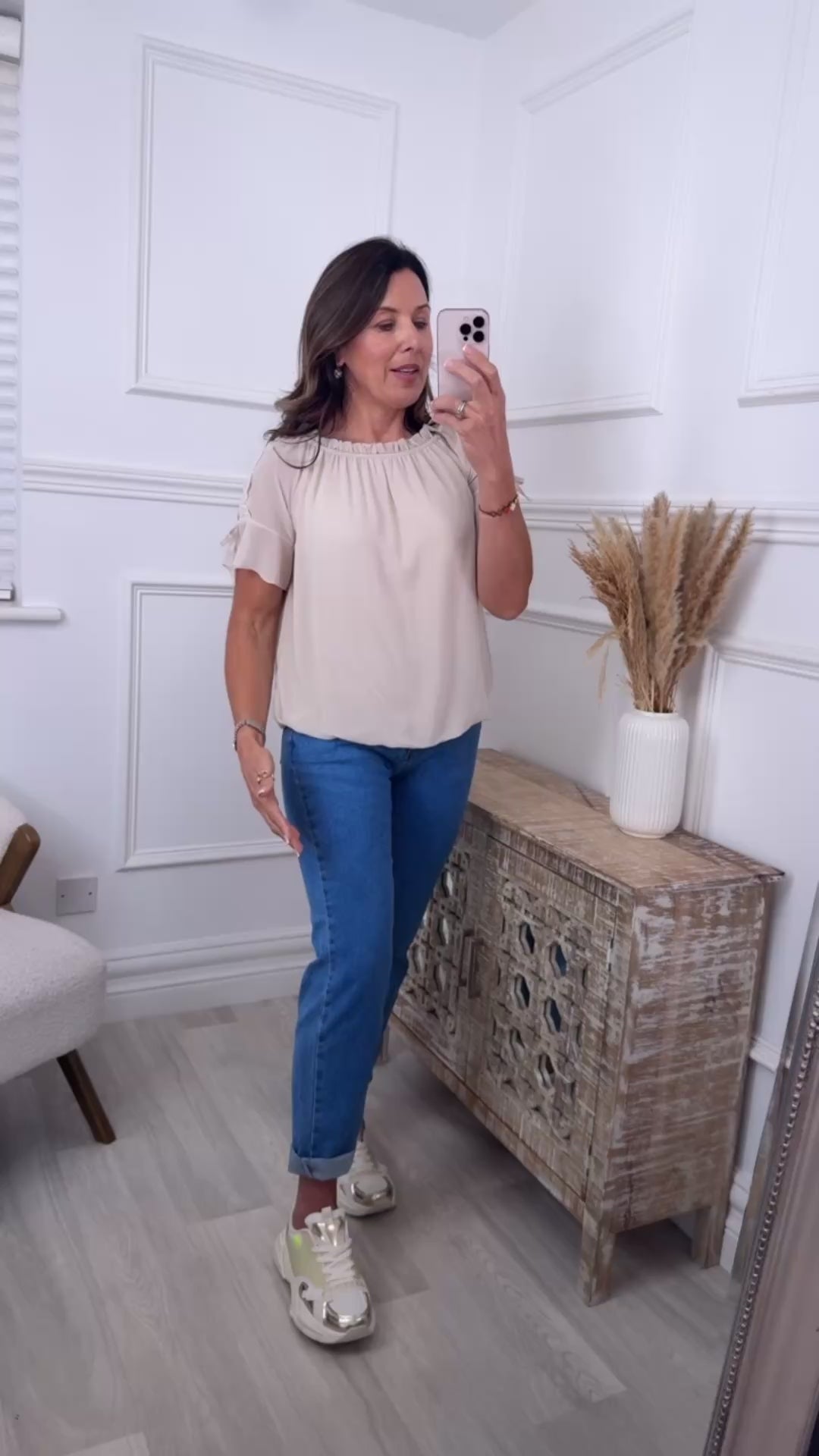 Eimear Cream Ruffle Neck Blouse