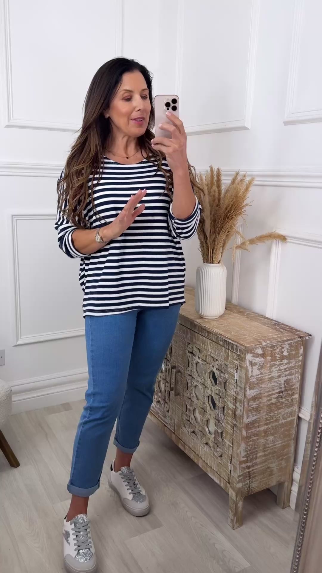Francine Navy Striped Top