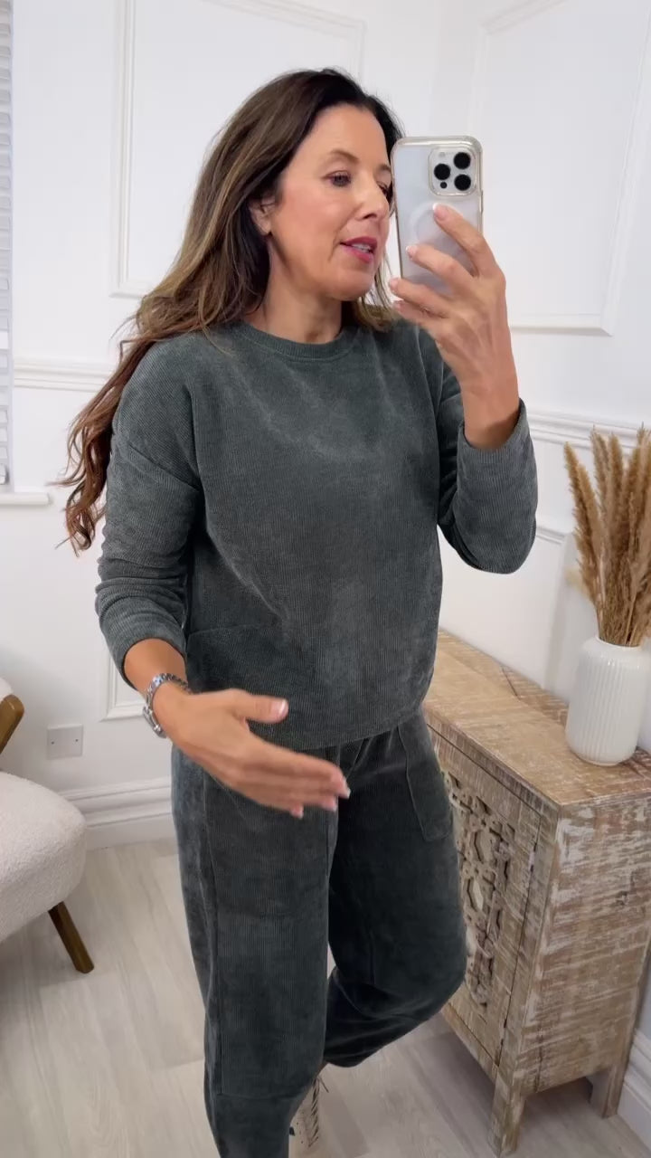 Vogue Khaki Ribbed Tracksuit