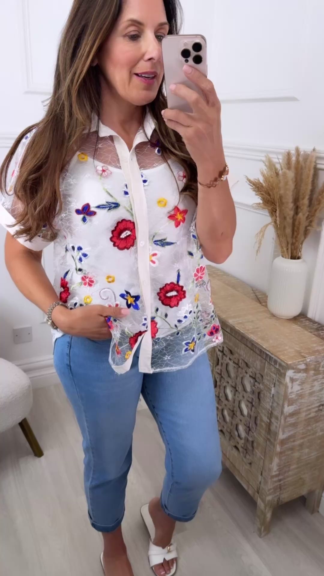 Cleo Beige Embroidered Shirt