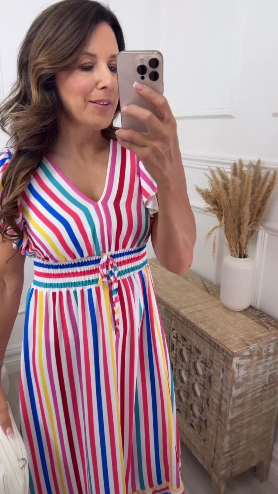 Socha White Striped Frill Midi Dress 🖤Pre Order🖤