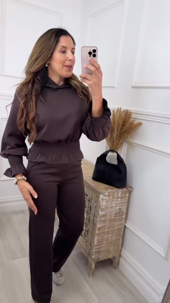 Monaco Brown Frill Cuff Two Piece Tracksuit