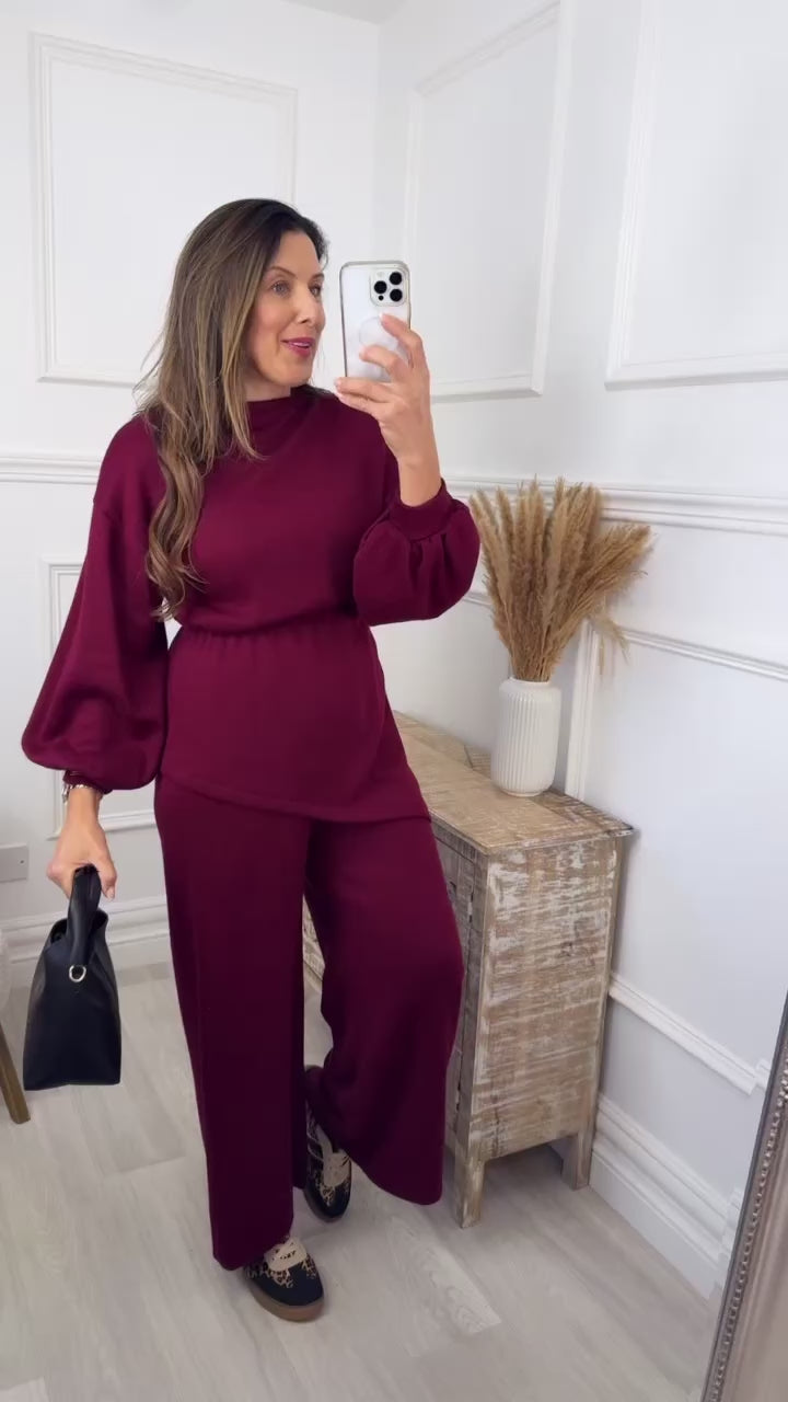 Molly Wine knit 2 Piece Set