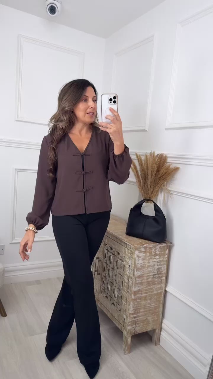Vivi Brown Open Tie Top