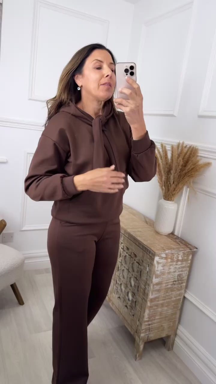 Thea Brown Tie Neck Tracksuit